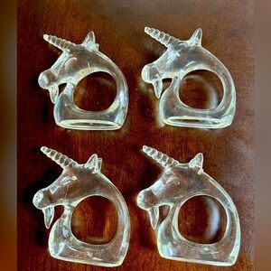 1980s Vintage Bijan Lucite Unicorn Napkin Rings - Set of 4